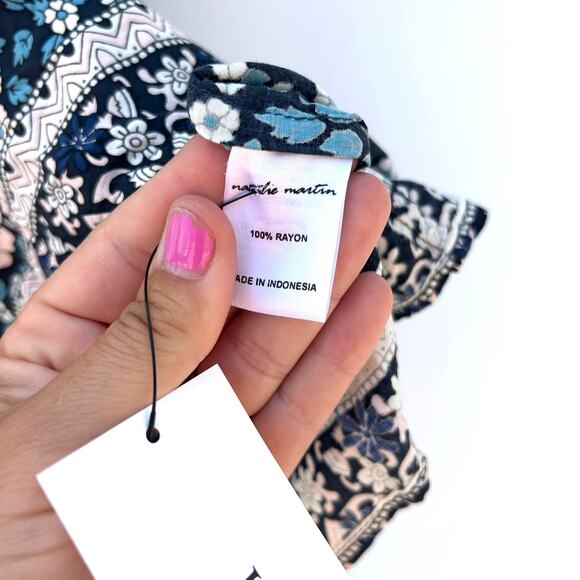 Natalie Martin Stevie Mini Dress Short Vintage Flowers Turquoise Small Green - Picture 9 of 10